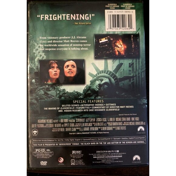 Cloverfield DVD 2008 J.J. Abrams Film Widescreen Release - Picture 2 of 2